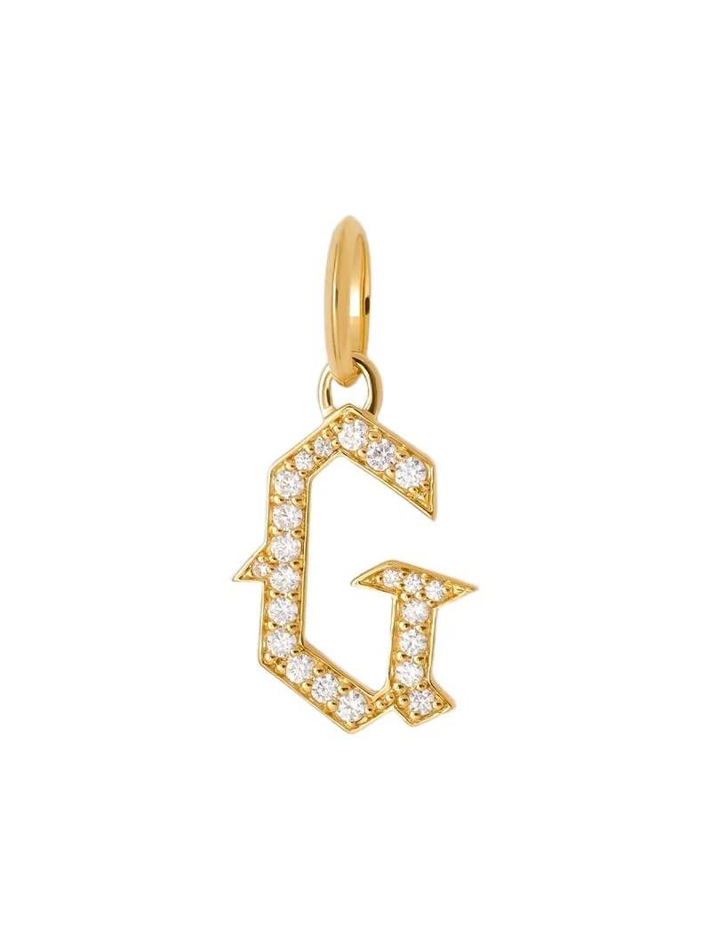 Jennifer Fisher Capital Gothic Letter Charm with Pavé White Diamonds G / 18K Yellow Gold Jennifer Fisher Capital Gothic Letter Charm with Pavé White Diamonds G / 18K Yellow Gold