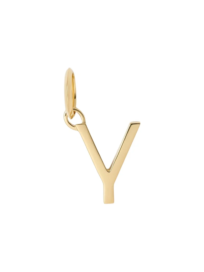 Minimal Block Letter Charm in 14K Yellow Gold Y