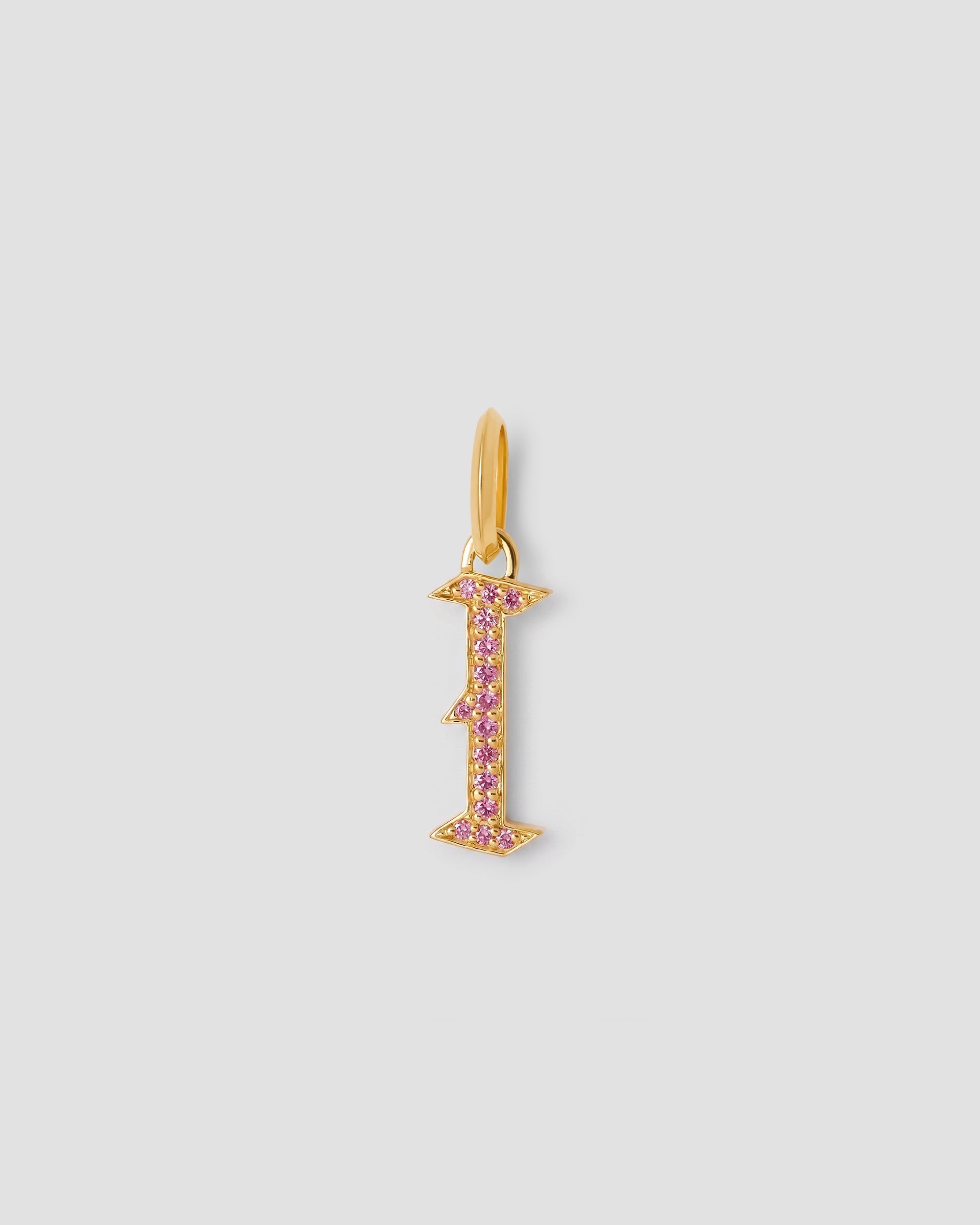 Jennifer Fisher Jennifer Fisher Capital Gothic Letter Charm with Pavé Gemstones Pink Sapphire / I