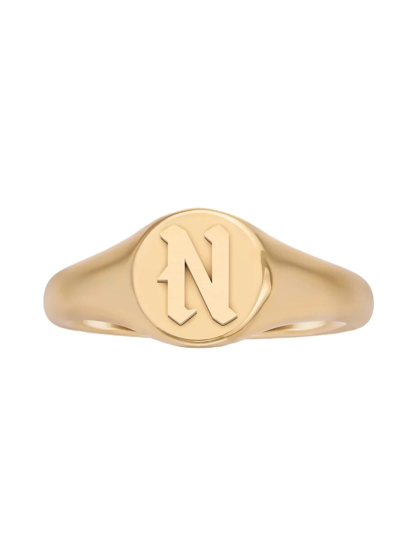 Jennifer Fisher Mini Gothic Letter Signet Ring A-N 4 / N Jennifer Fisher Mini Gothic Letter Signet Ring A-N 4 / N