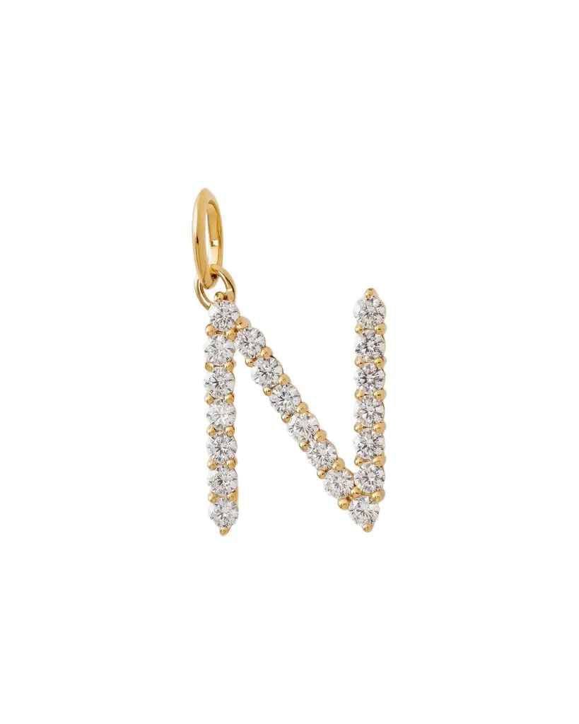 Jennifer Fisher Large Floating Diamond Minimal Block Letter N / 18K Yellow Gold Jennifer Fisher Large Floating Diamond Minimal Block Letter N / 18K Yellow Gold