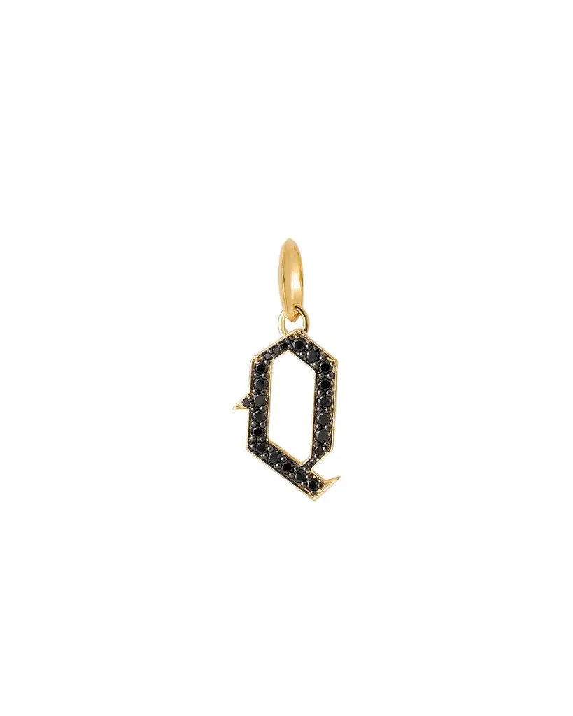Jennifer Fisher Jennifer Fisher Capital Gothic Letter Charm with Pavé Black Diamonds 18K Yellow Gold / Q