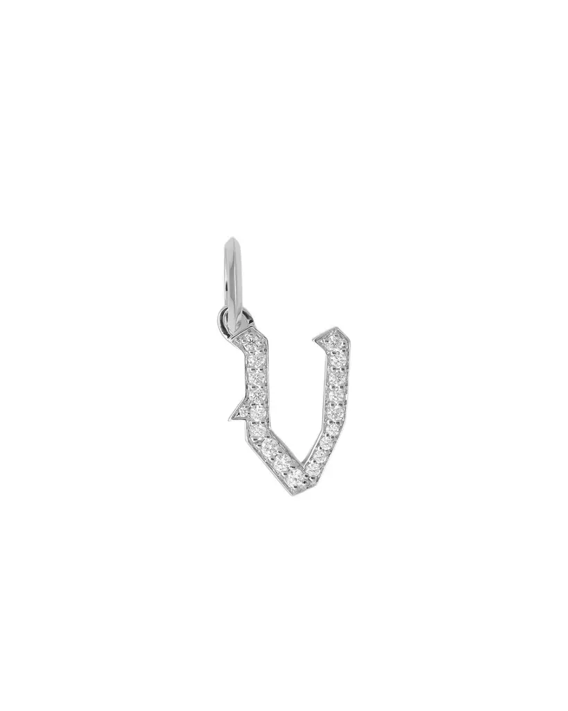 Jennifer Fisher Jennifer Fisher Capital Gothic Letter Charm with Pavé White Diamonds V / 18K White Gold