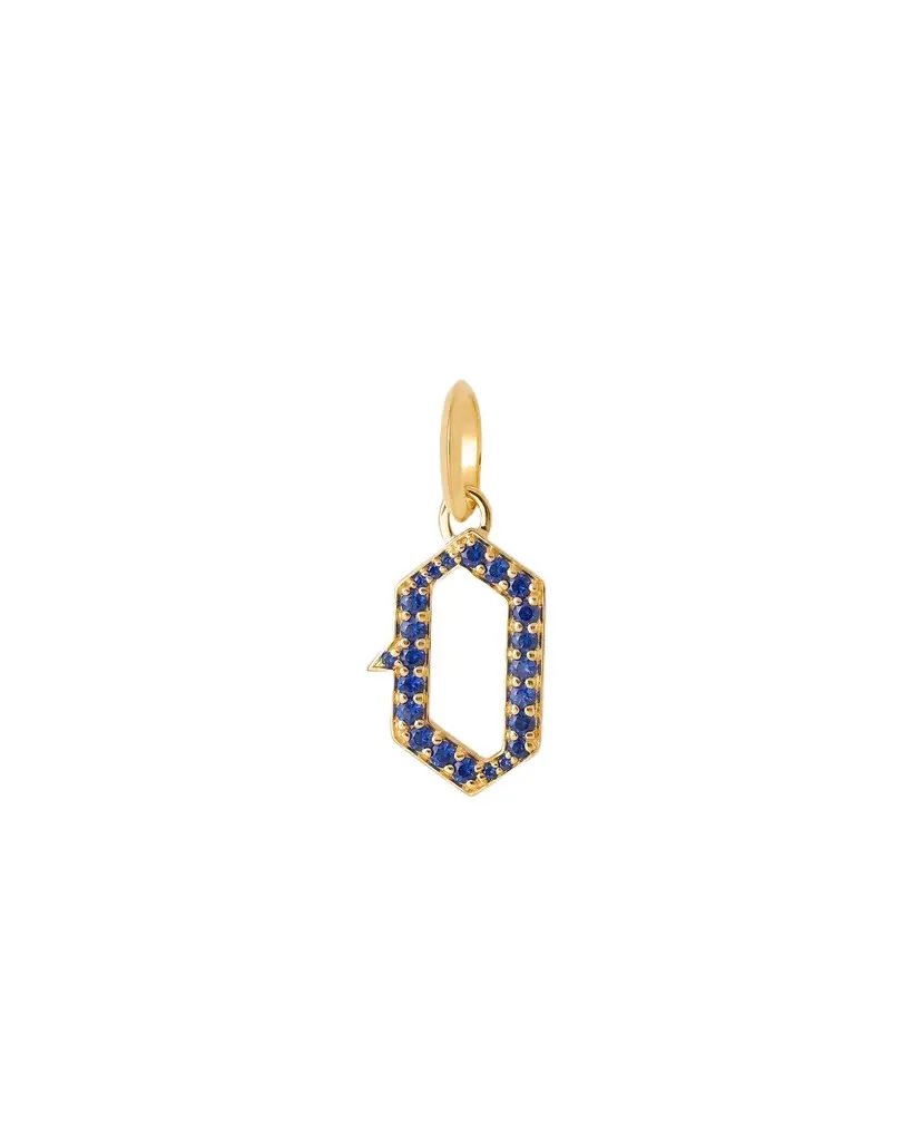 Jennifer Fisher Jennifer Fisher Capital Gothic Letter Charm with Pavé Gemstones Blue Sapphire / O