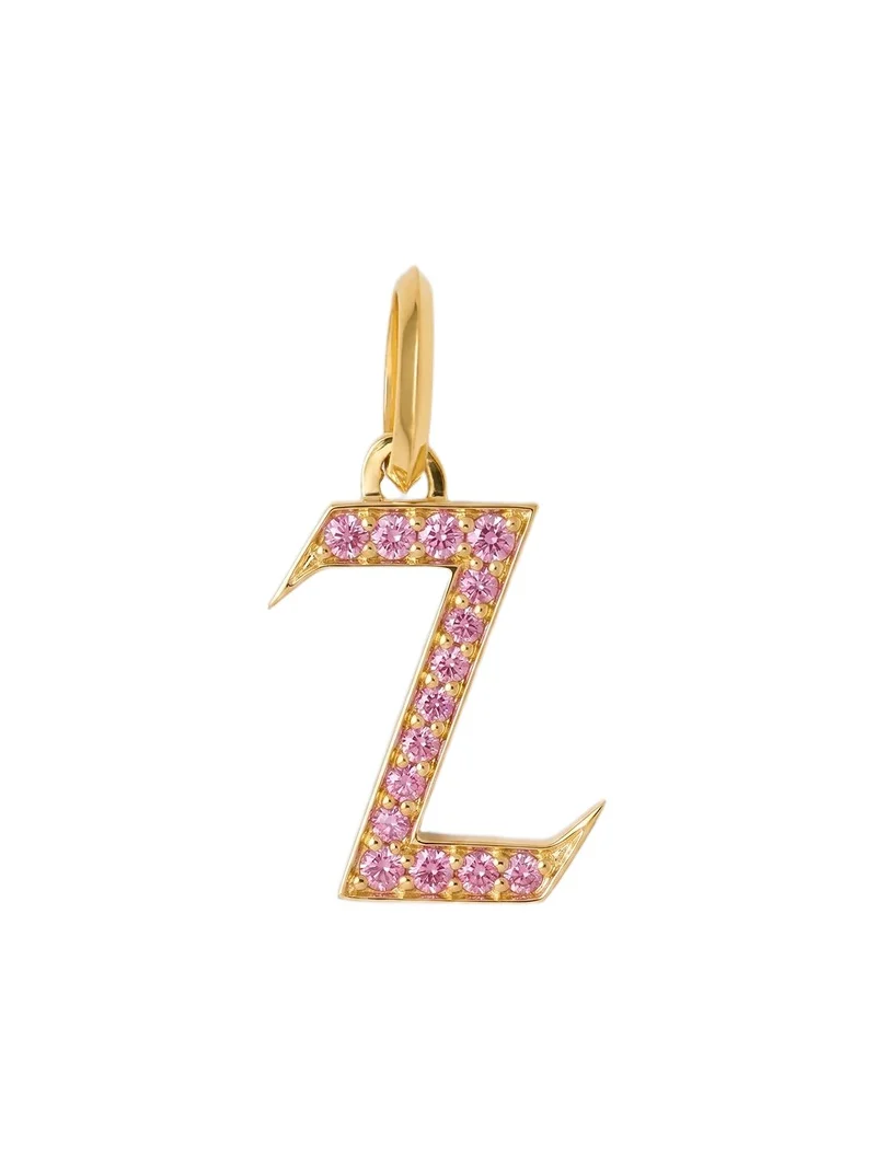 Jennifer Fisher Capital Gothic Letter Charm with Pavé Gemstones Pink Sapphire / Z Jennifer Fisher Capital Gothic Letter Charm with Pavé Gemstones Pink Sapphire / Z