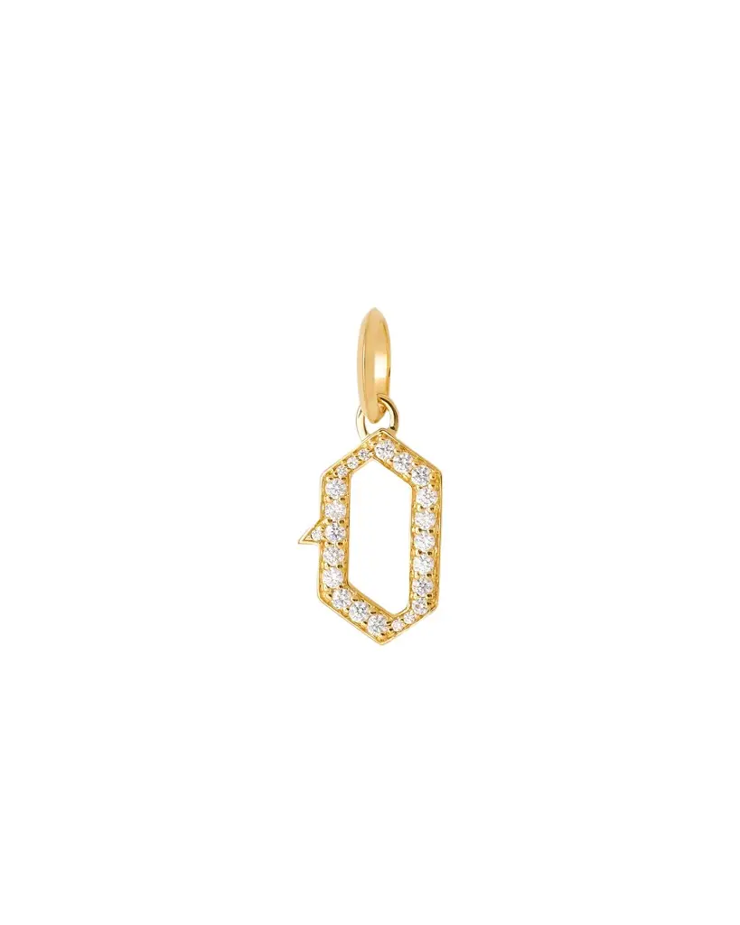 Jennifer Fisher Jennifer Fisher Capital Gothic Letter Charm with Pavé White Diamonds O / 18K Yellow Gold