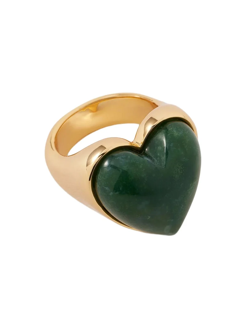 Jennifer Fisher Jennifer Fisher Small Semi-Precious Heart Ring Green Moss / 4