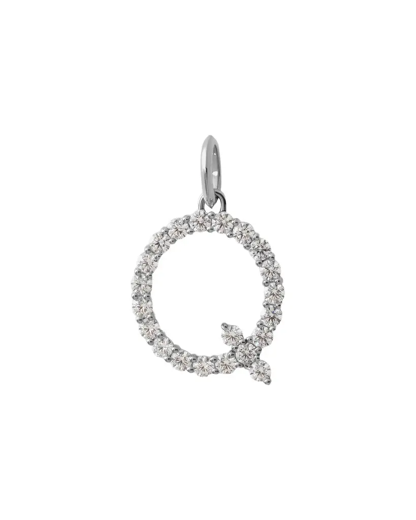 Jennifer Fisher Large Floating Diamond Minimal Block Letter Q / 18K White Gold Jennifer Fisher Large Floating Diamond Minimal Block Letter Q / 18K White Gold