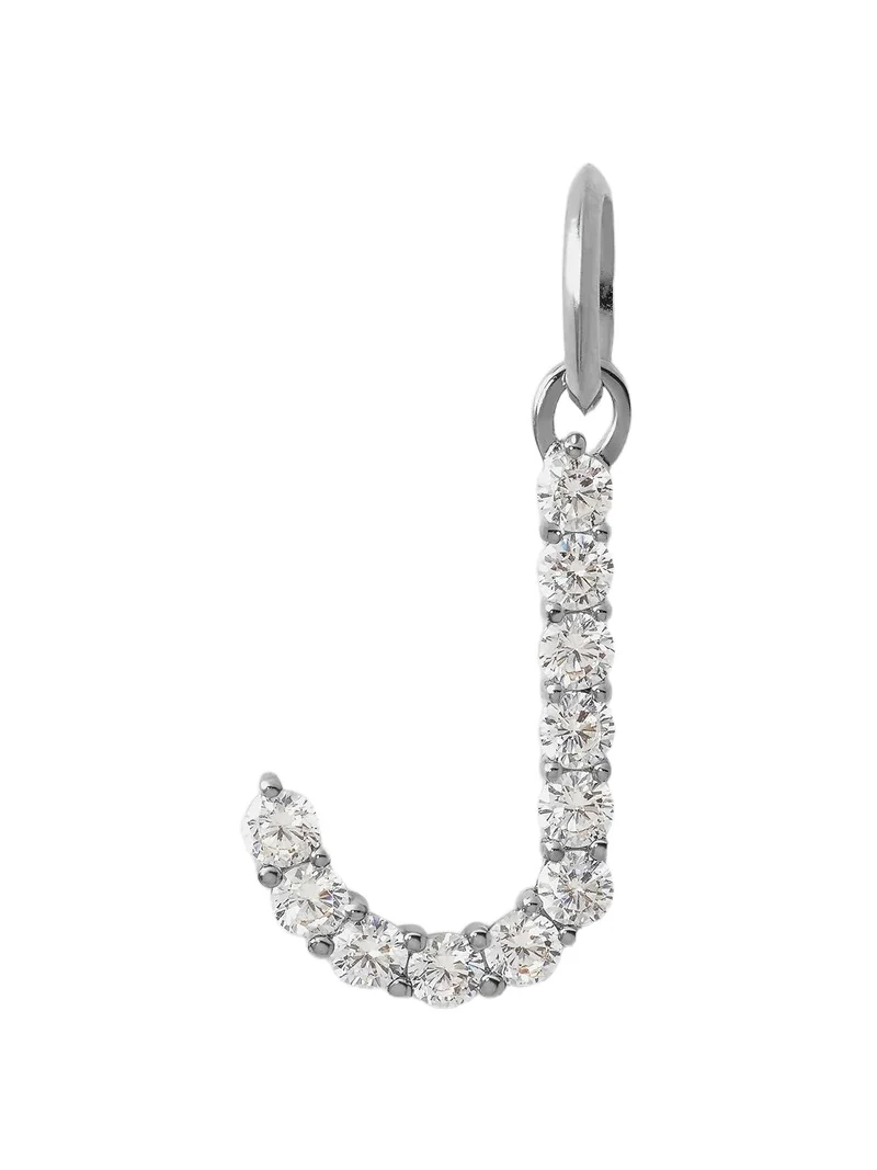 Jennifer Fisher Large Floating Diamond Minimal Block Letter J / 18K White Gold