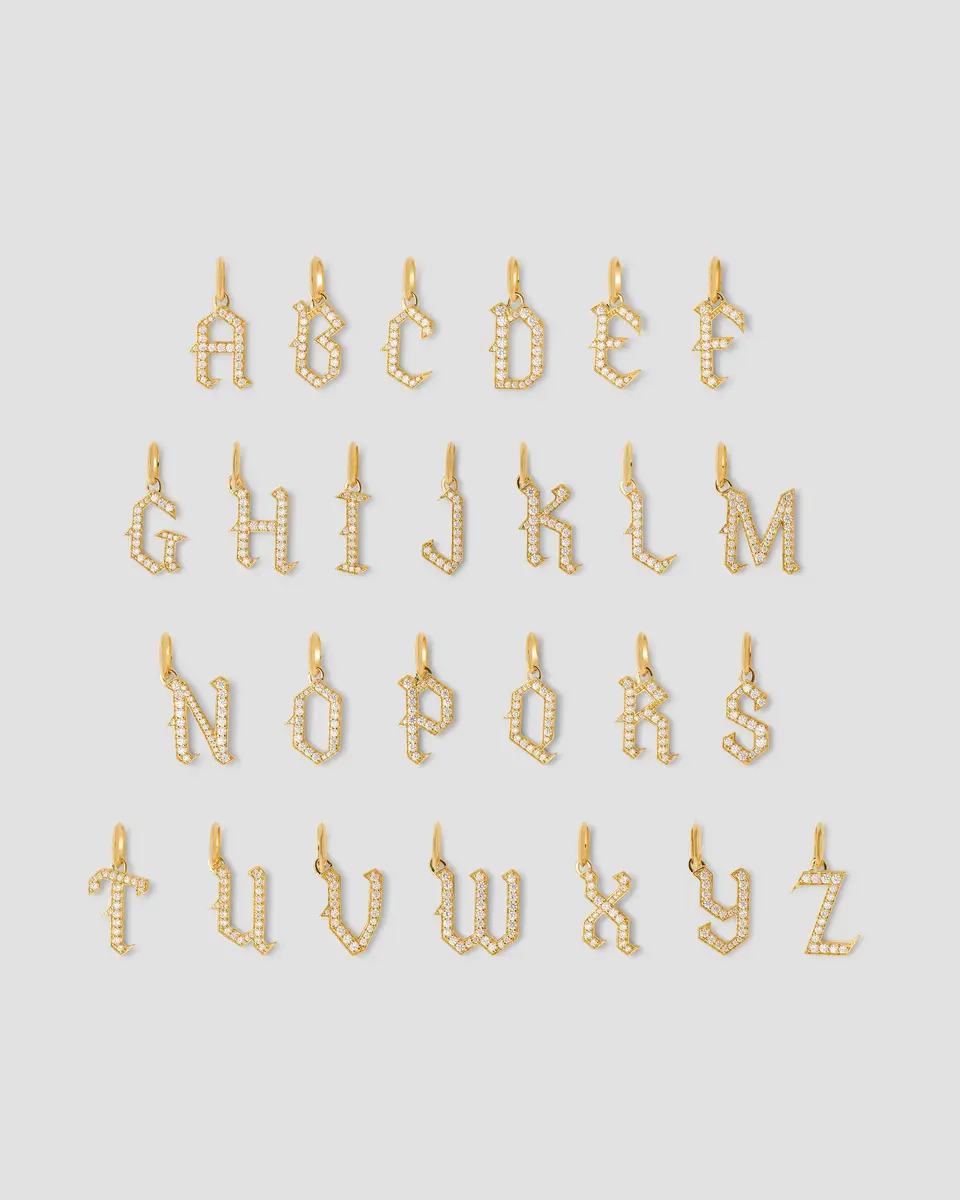 Jennifer Fisher Jennifer Fisher Capital Gothic Letter Charm with Pavé White Diamonds Z / 18K Yellow Gold | Thumbnail 2 Jennifer Fisher Jennifer Fisher Capital Gothic Letter Charm with Pavé White Diamonds Z / 18K Yellow Gold | Thumbnail 2