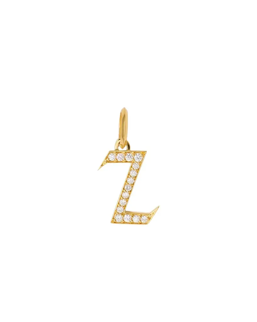 Jennifer Fisher Jennifer Fisher Capital Gothic Letter Charm with Pavé White Diamonds Z / 18K Yellow Gold