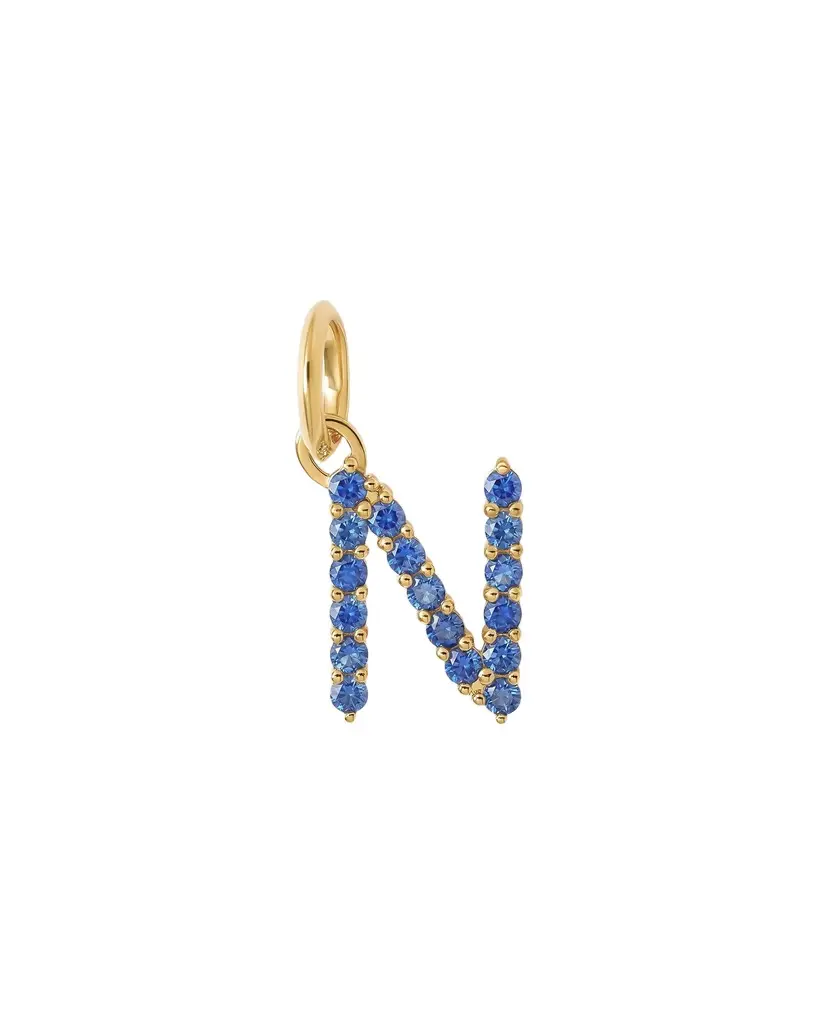 Jennifer Fisher Medium Floating Sapphire Minimal Block Letter 18K Yellow Gold / N