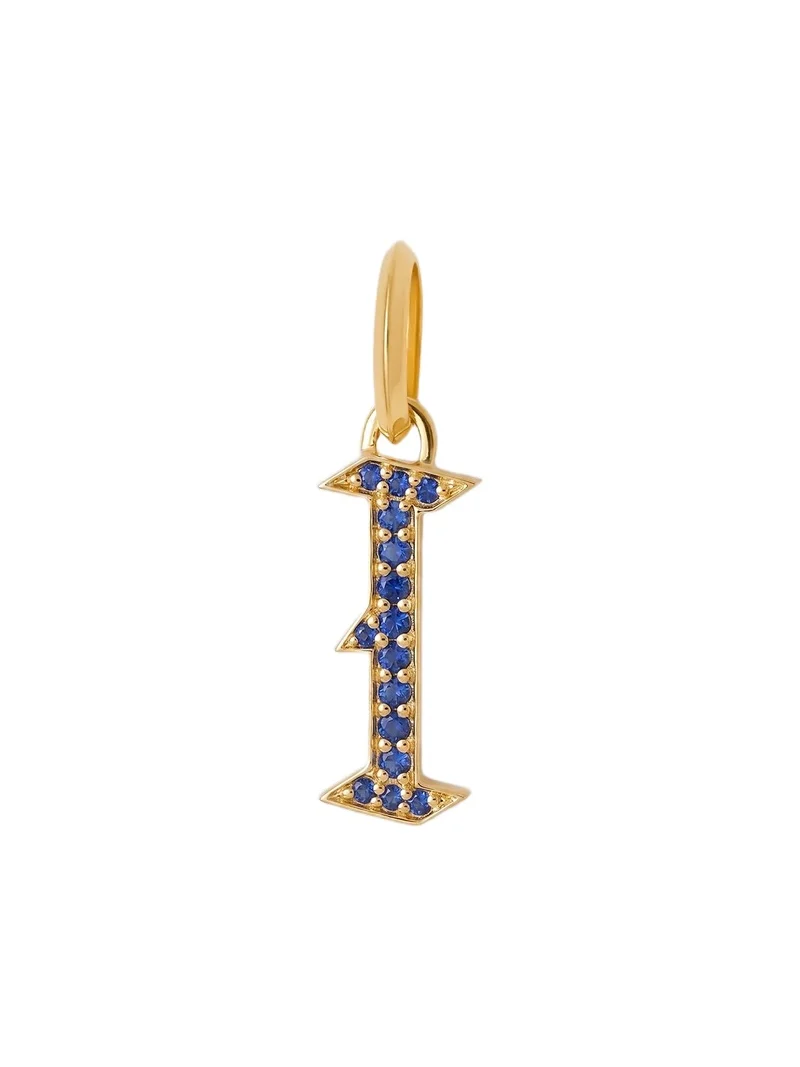 Jennifer Fisher Capital Gothic Letter Charm with Pavé Gemstones Blue Sapphire / I