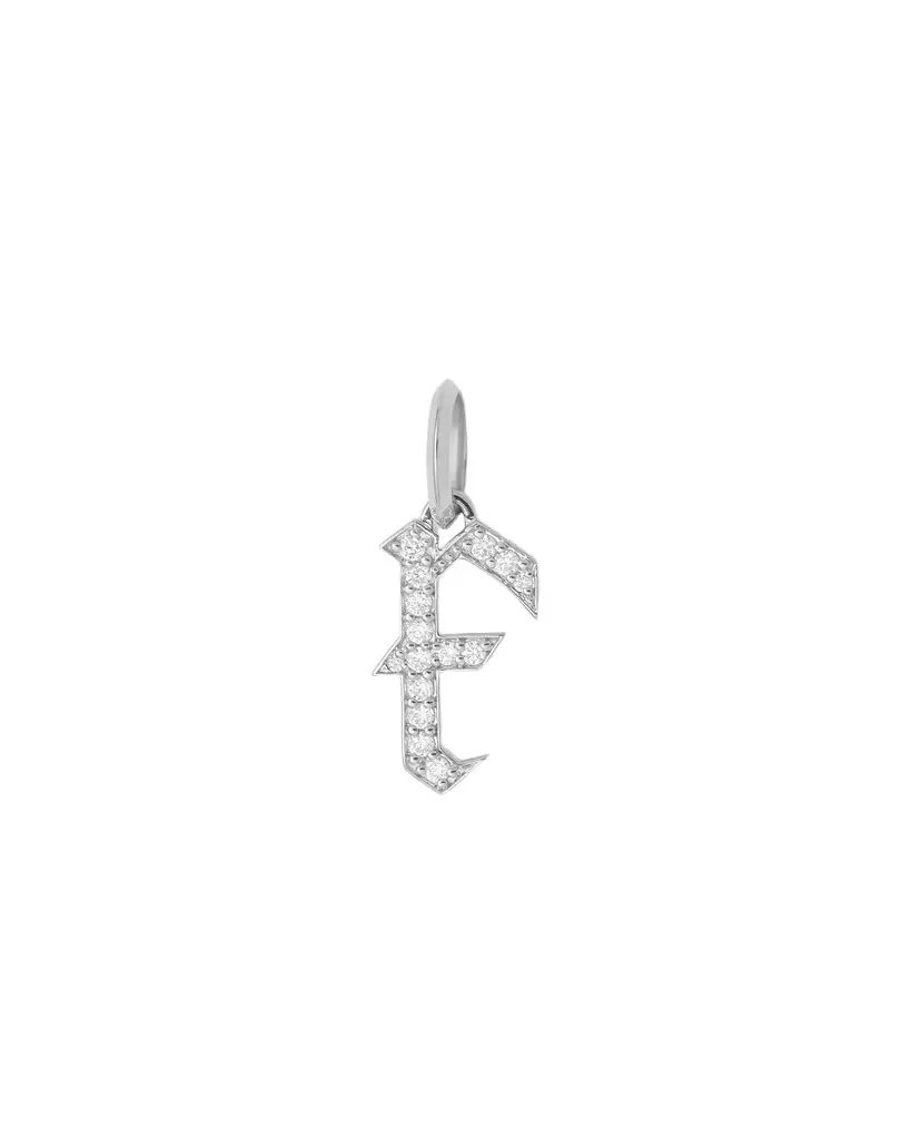 Jennifer Fisher Jennifer Fisher Capital Gothic Letter Charm with Pavé White Diamonds F / 18K White Gold