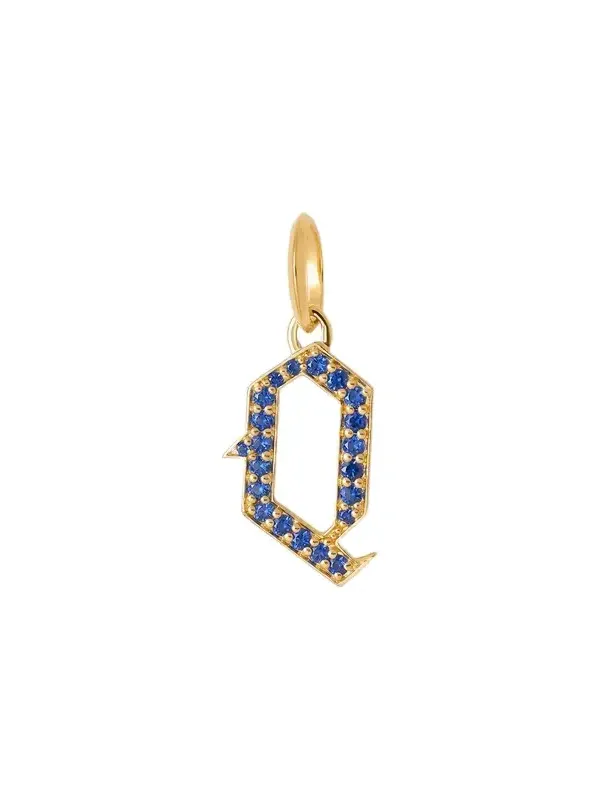 Jennifer Fisher Jennifer Fisher Capital Gothic Letter Charm with Pavé Gemstones Blue Sapphire / Q