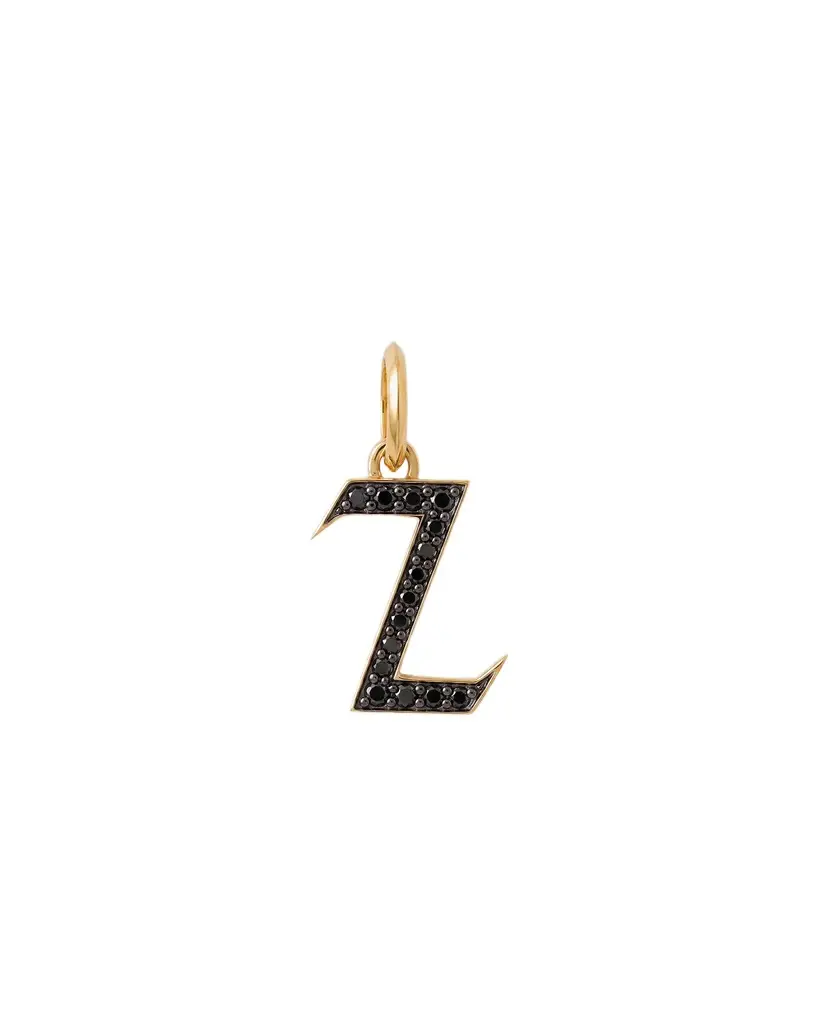 Jennifer Fisher Jennifer Fisher Capital Gothic Letter Charm with Pavé Black Diamonds 18K Yellow Gold / Z