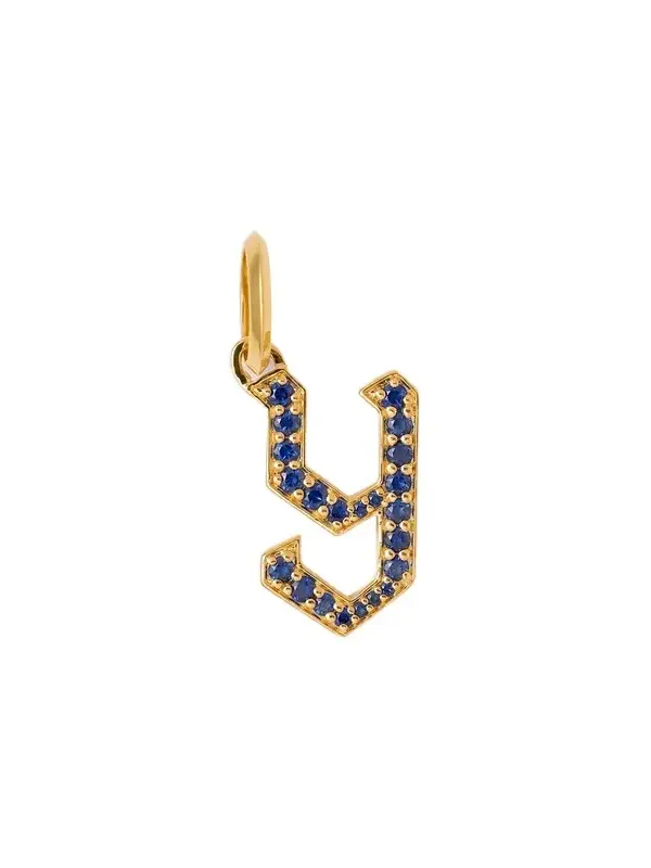 Jennifer Fisher Jennifer Fisher Capital Gothic Letter Charm with Pavé Gemstones Blue Sapphire / Y