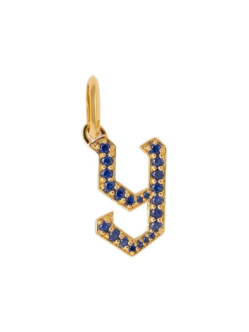 Jennifer Fisher Jennifer Fisher Capital Gothic Letter Charm with Pavé Gemstones Blue Sapphire / Y
