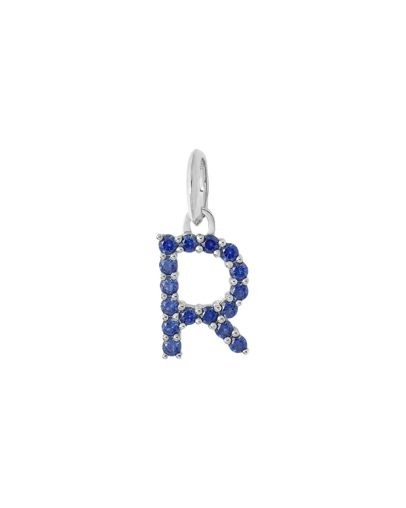 Jennifer Fisher Medium Floating Sapphire Minimal Block Letter 18K White Gold / R