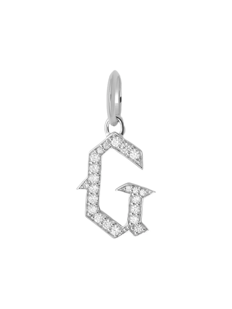 Jennifer Fisher Capital Gothic Letter Charm with Pavé White Diamonds G / 18K White Gold Jennifer Fisher Capital Gothic Letter Charm with Pavé White Diamonds G / 18K White Gold