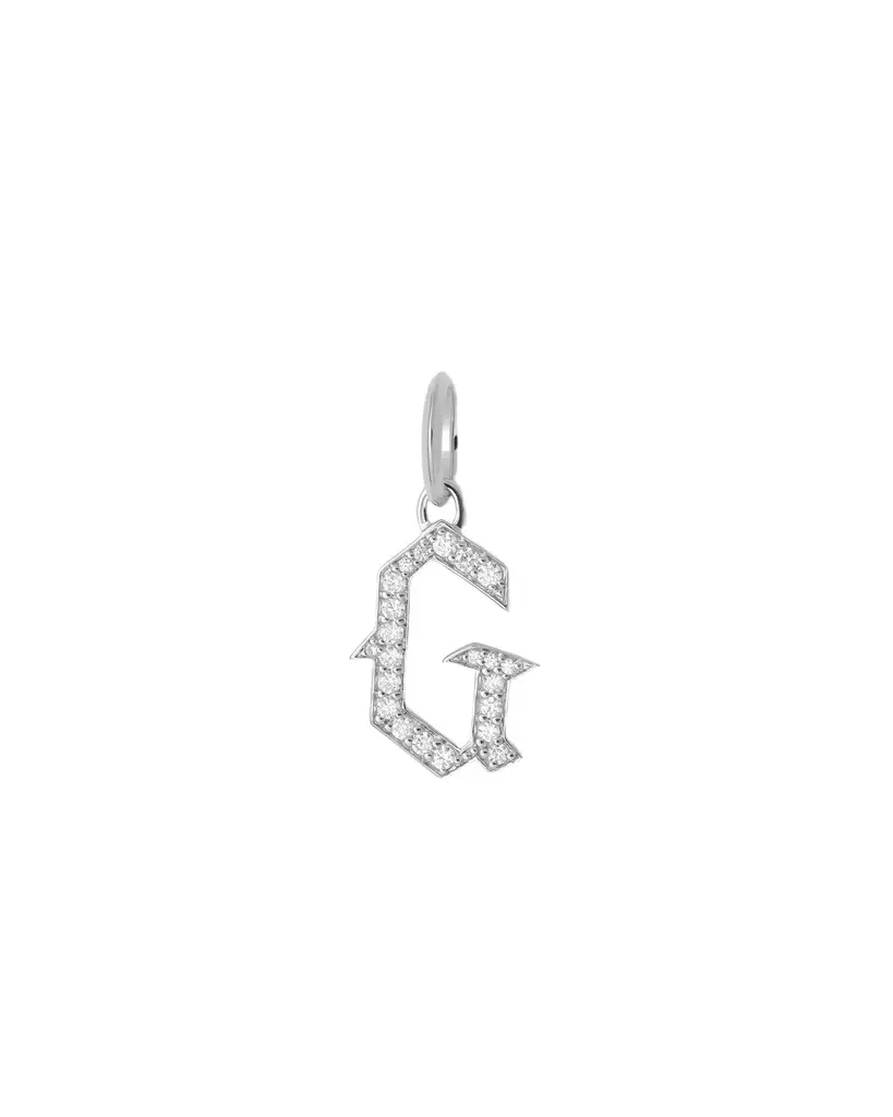 Jennifer Fisher Jennifer Fisher Capital Gothic Letter Charm with Pavé White Diamonds G / 18K White Gold