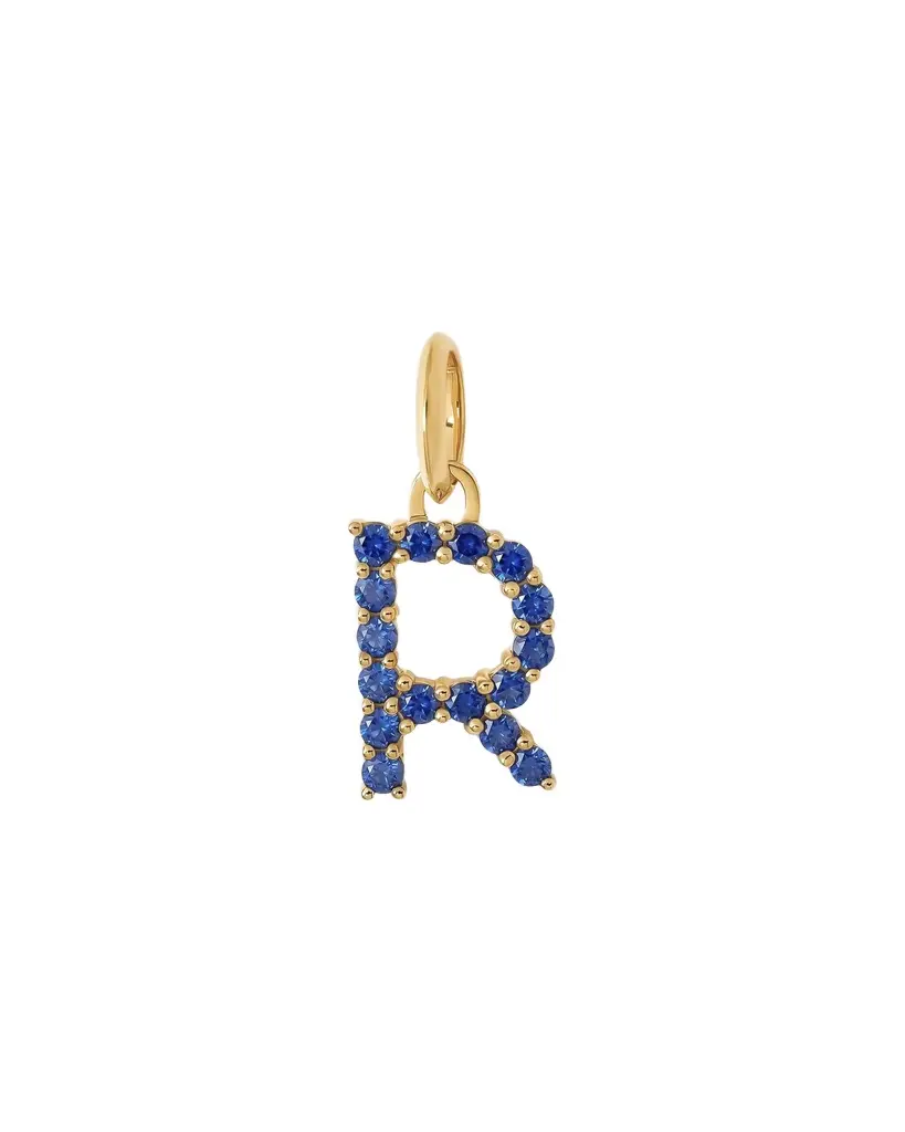 Jennifer Fisher Medium Floating Sapphire Minimal Block Letter 18K Yellow Gold / R