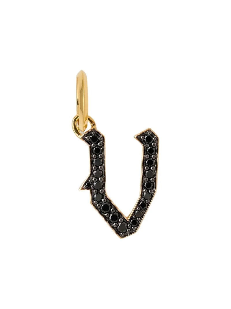 Jennifer Fisher Jennifer Fisher Capital Gothic Letter Charm with Pavé Black Diamonds 18K Yellow Gold / V