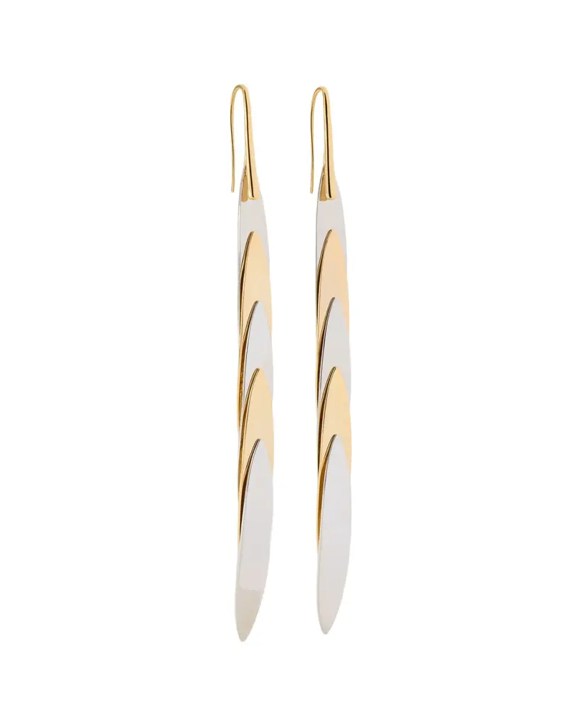 Jennifer Fisher Long Feather Earrings Two Tone Jennifer Fisher Long Feather Earrings Two Tone