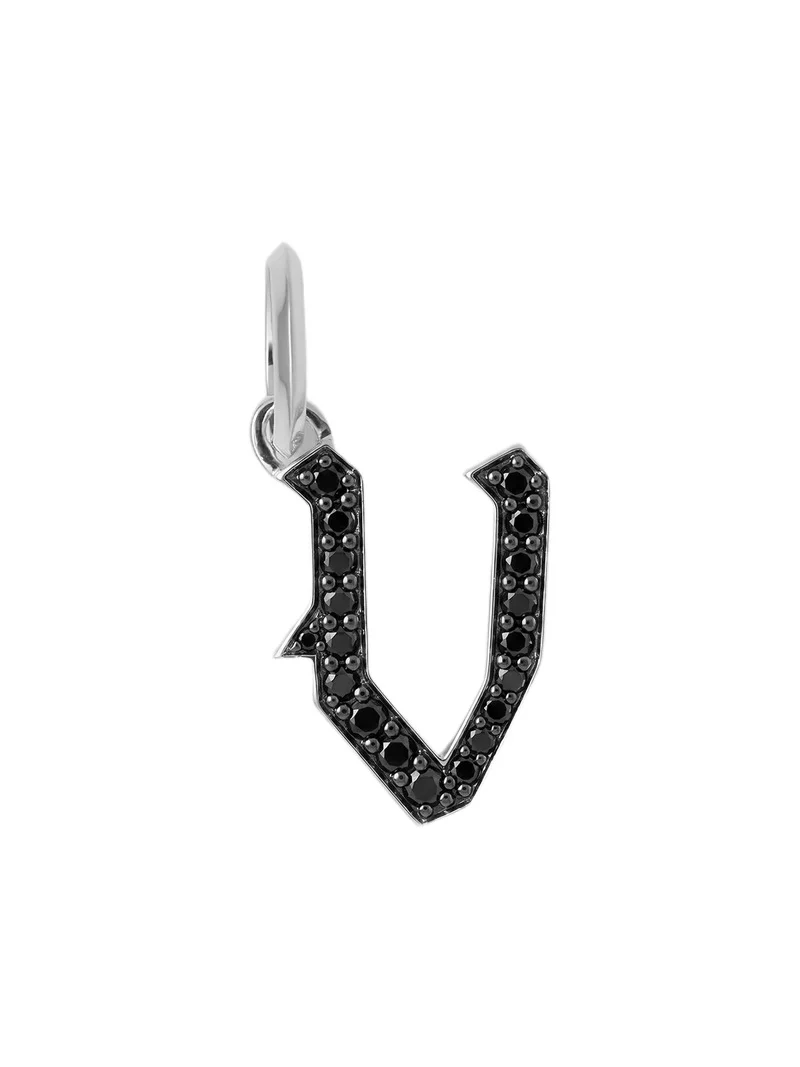 Jennifer Fisher Jennifer Fisher Capital Gothic Letter Charm with Pavé Black Diamonds 18K White Gold / V