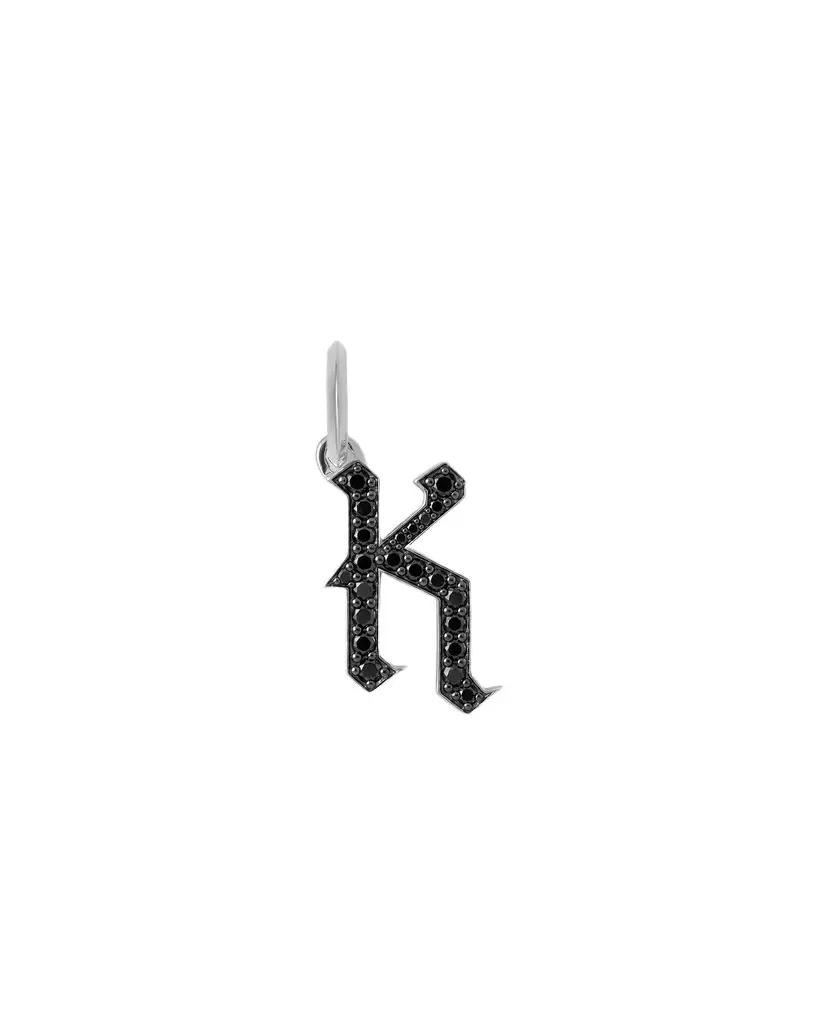 Jennifer Fisher Jennifer Fisher Capital Gothic Letter Charm with Pavé Black Diamonds 18K White Gold / K