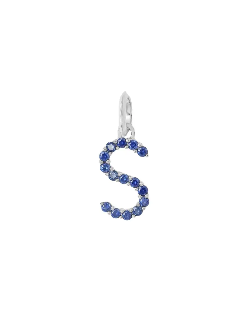 Jennifer Fisher Medium Floating Sapphire Minimal Block Letter 18K White Gold / S