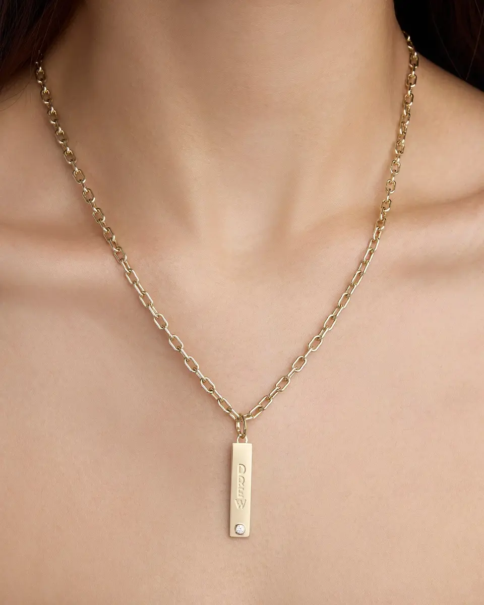 Jennifer Fisher Jennifer Fisher Personalized Narrow Classic Diamond Dog Tag in 18K Yellow Gold | Thumbnail 2
