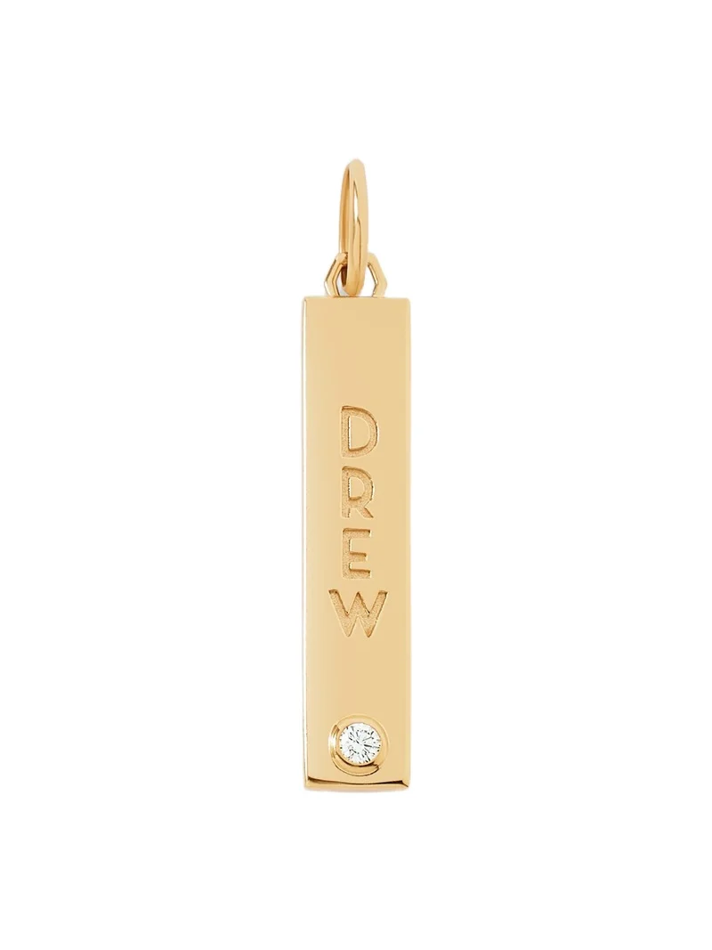 Jennifer Fisher Personalized Narrow Classic Diamond Dog Tag in 18K Yellow Gold Jennifer Fisher Personalized Narrow Classic Diamond Dog Tag in 18K Yellow Gold