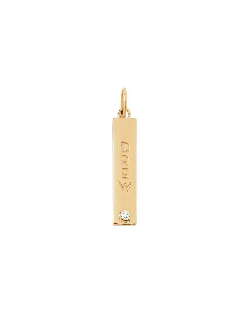 Jennifer Fisher Jennifer Fisher Personalized Narrow Classic Diamond Dog Tag in 18K Yellow Gold