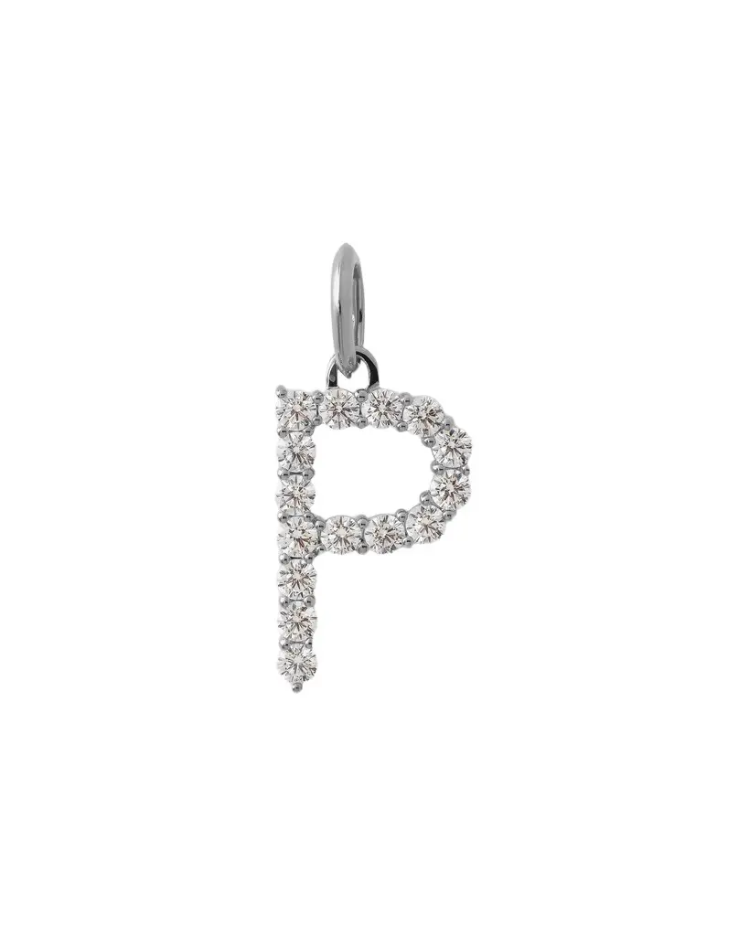 Jennifer Fisher Jennifer Fisher Large Floating Diamond Minimal Block Letter P / 18K White Gold