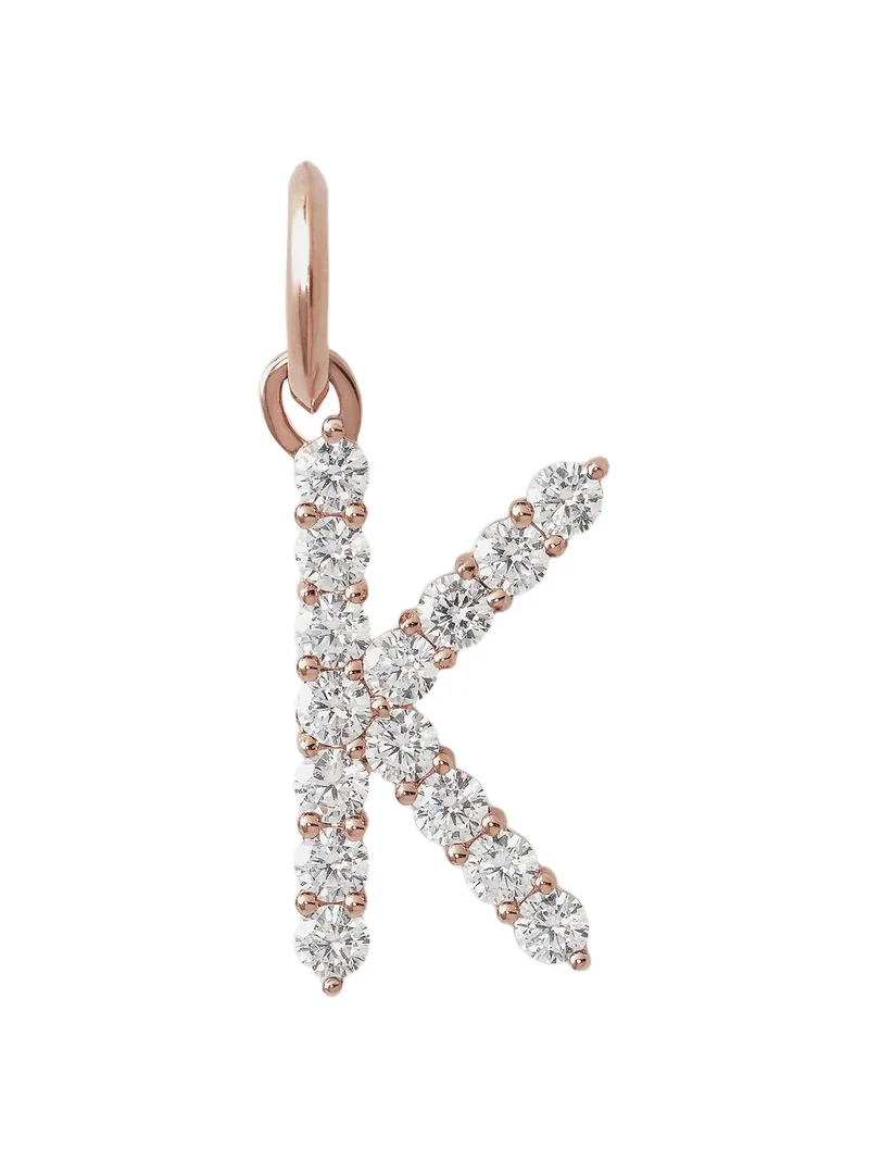 Large Floating Diamond Minimal Block Letter K / 18K Large Floating Diamond Minimal Block Letter K / 18K