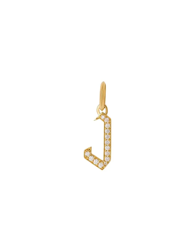 Jennifer Fisher Jennifer Fisher Capital Gothic Letter Charm with Pavé White Diamonds J / 18K Yellow Gold