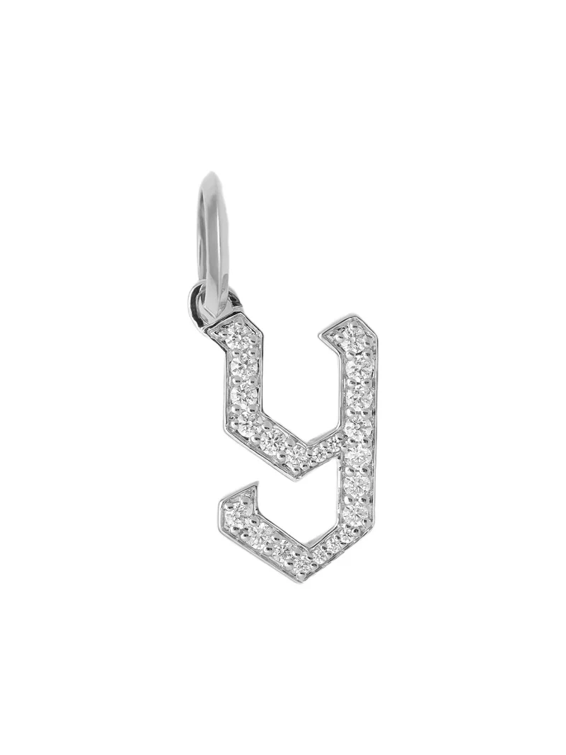 Jennifer Fisher Jennifer Fisher Capital Gothic Letter Charm with Pavé White Diamonds Y / 18K White Gold