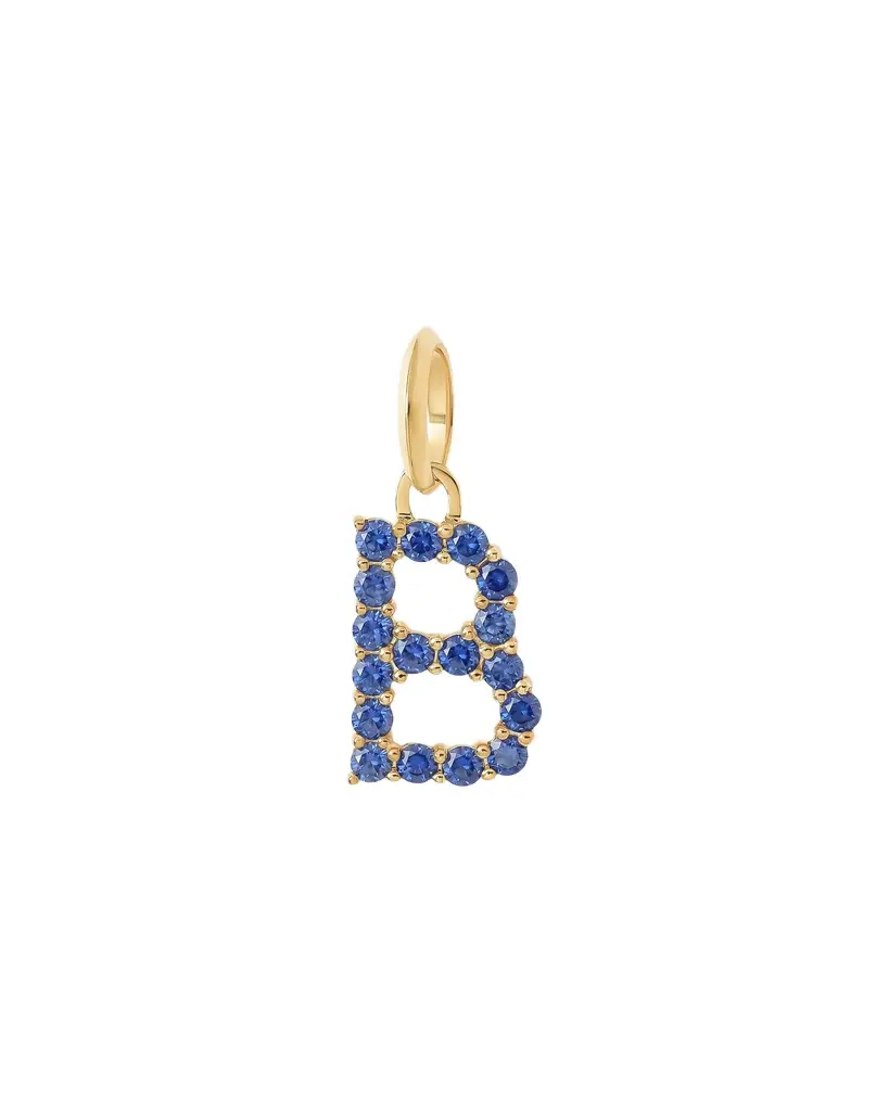 Jennifer Fisher Medium Floating Sapphire Minimal Block Letter 18K Yellow Gold / B