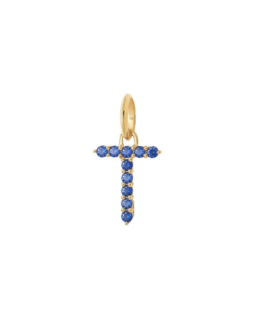 Jennifer Fisher Jennifer Fisher Medium Floating Sapphire Minimal Block Letter 18K Yellow Gold / T