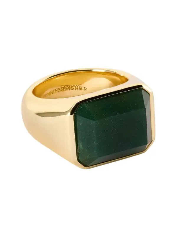 Jennifer Fisher Semi-Precious Emerald Signet Ring Green Moss / 9 Jennifer Fisher Semi-Precious Emerald Signet Ring Green Moss / 9