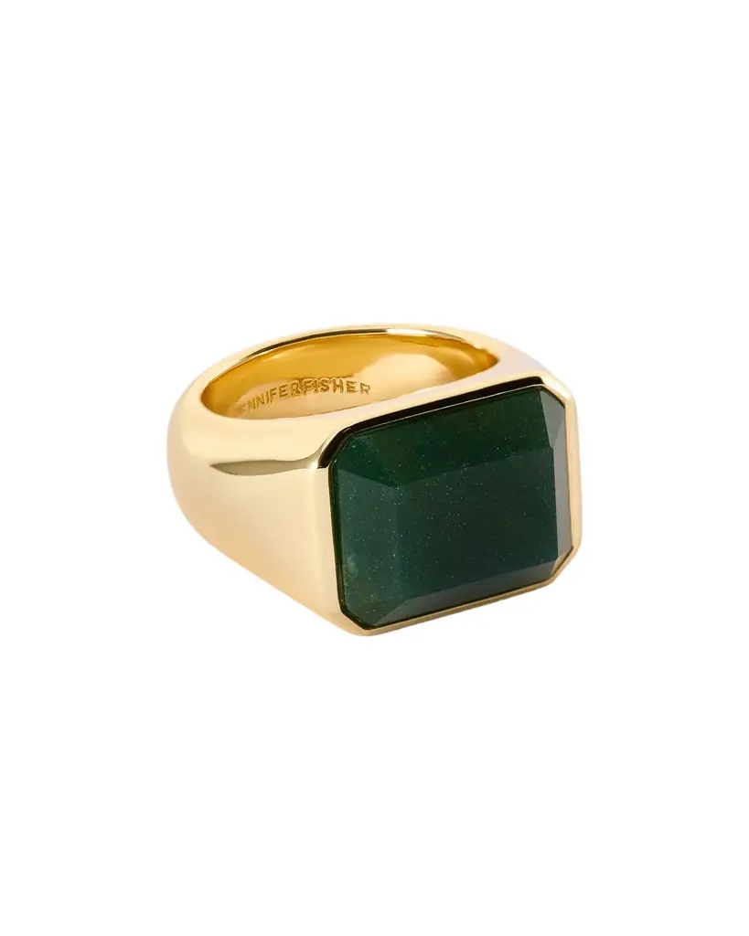 Jennifer Fisher Jennifer Fisher Semi-Precious Emerald Signet Ring Green Moss / 9