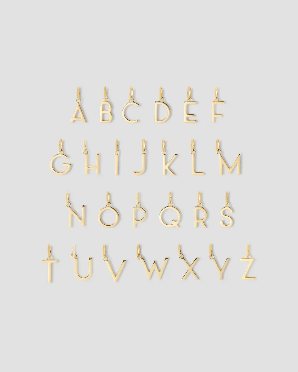 Jennifer Fisher Jennifer Fisher Minimal Block Letter Charm in 14K Yellow Gold K | Thumbnail 2 Jennifer Fisher Jennifer Fisher Minimal Block Letter Charm in 14K Yellow Gold K | Thumbnail 2
