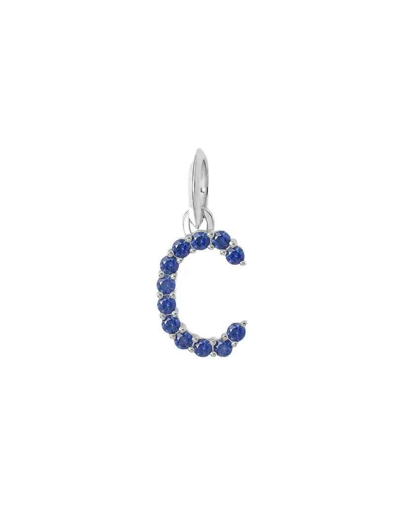 Jennifer Fisher Medium Floating Sapphire Minimal Block Letter 18K White Gold / C