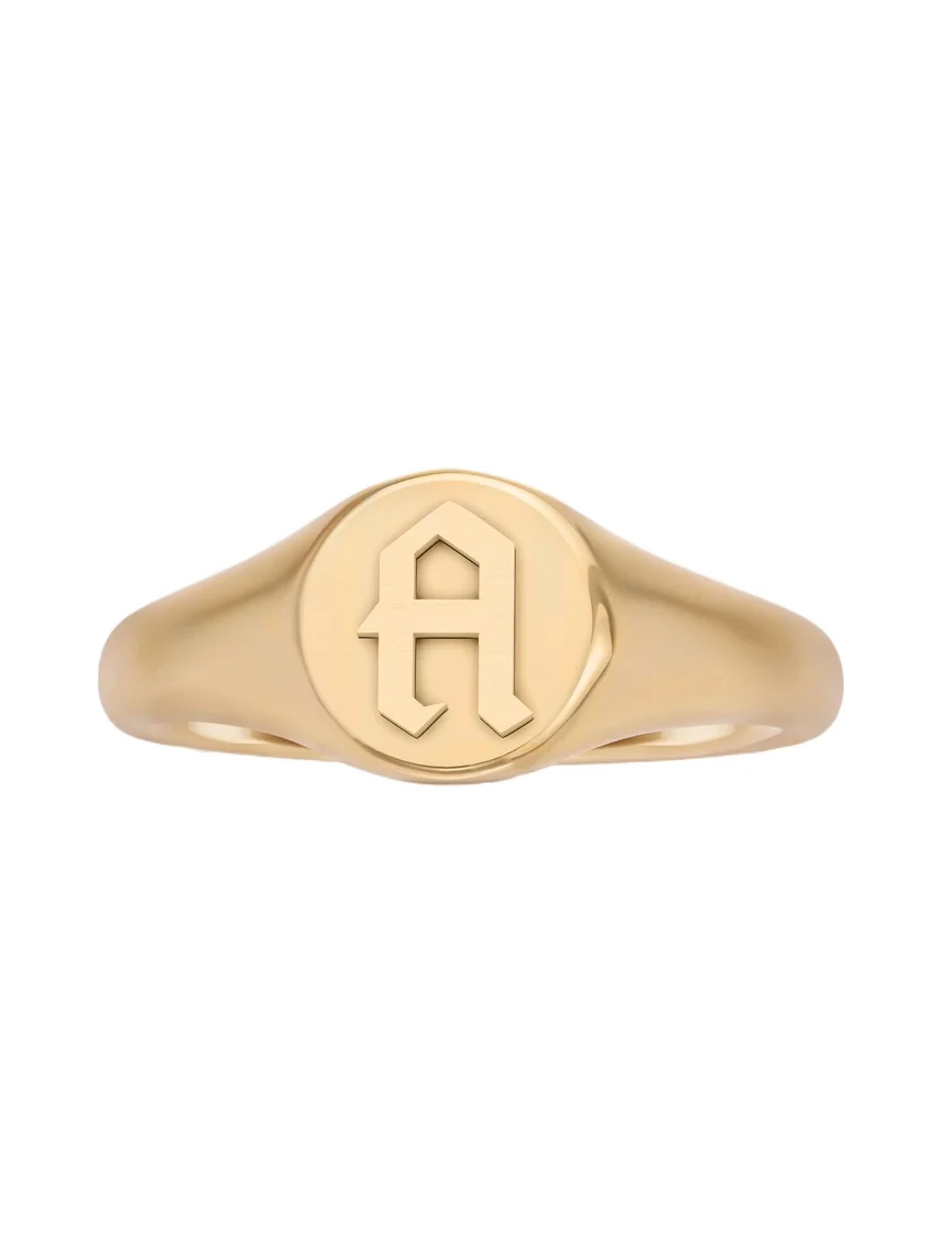 Jennifer Fisher Mini Gothic Letter Signet Ring A-N 4 / A Jennifer Fisher Mini Gothic Letter Signet Ring A-N 4 / A
