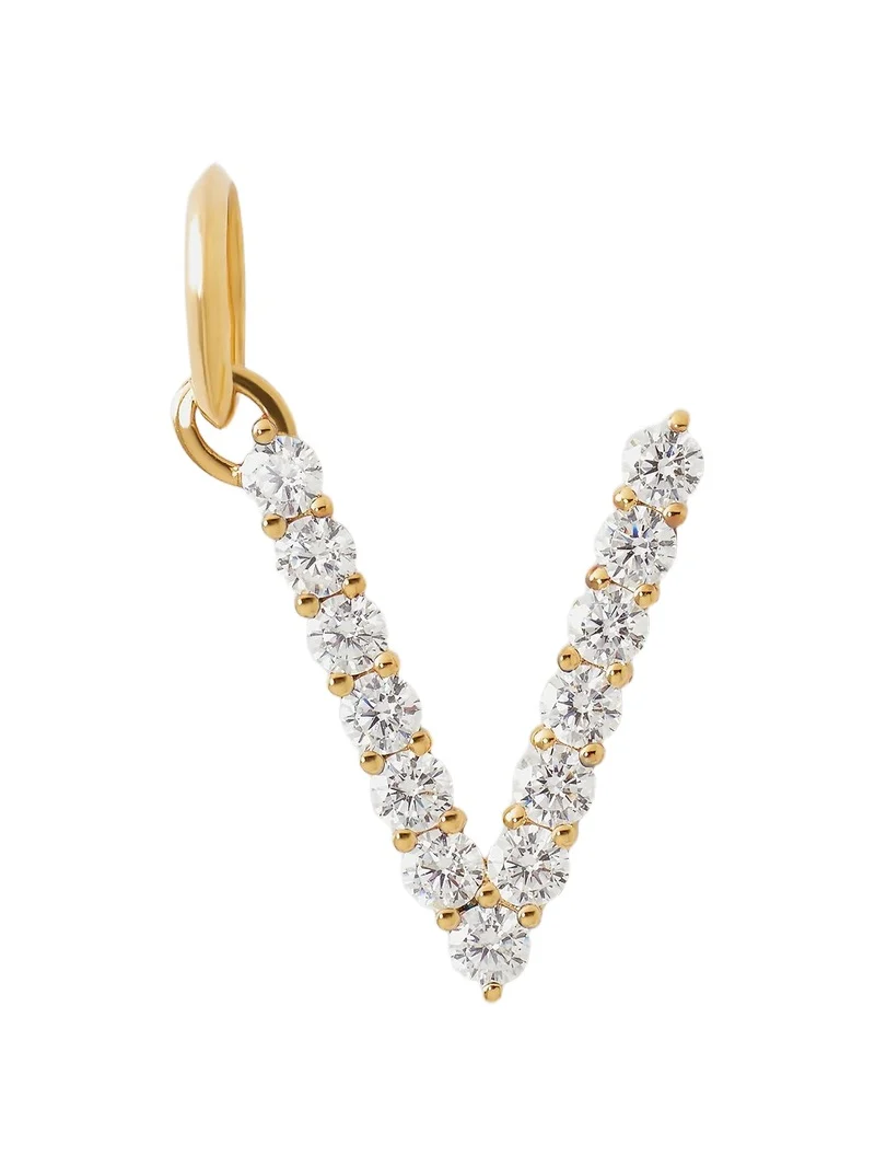 Jennifer Fisher Large Floating Diamond Minimal Block Letter V / 18K Yellow Gold Jennifer Fisher Large Floating Diamond Minimal Block Letter V / 18K Yellow Gold