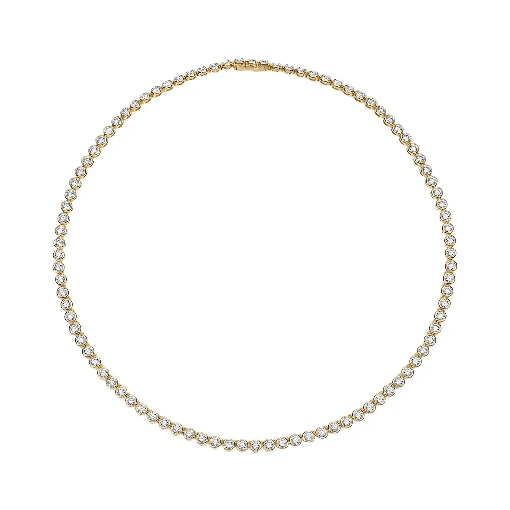 Stephanie Gottlieb Lab Grown Diamond Round Bezel Tennis Necklace