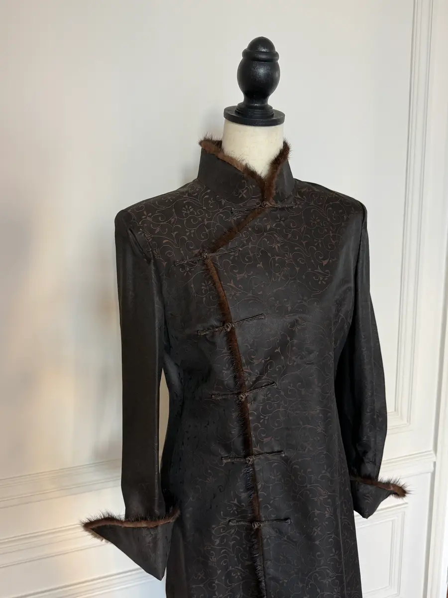Jen Wonders Studio Brown Mandarin Coat | Thumbnail 2 Jen Wonders Studio Brown Mandarin Coat | Thumbnail 2