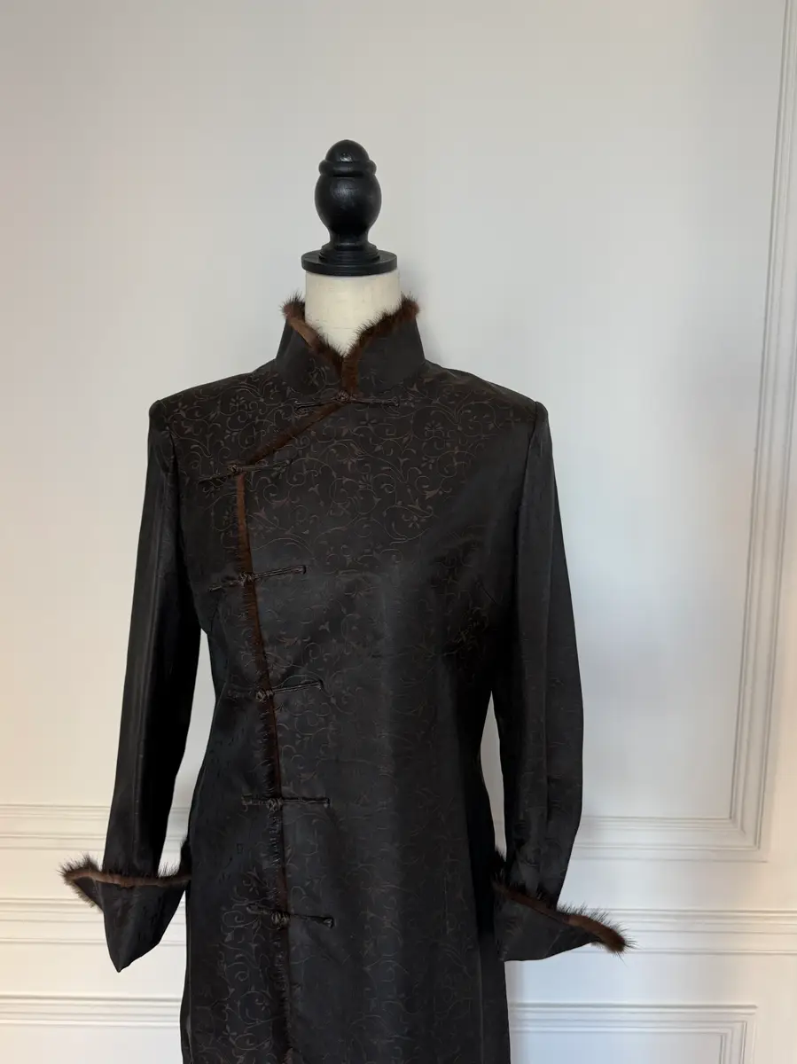Jen Wonders Studio Brown Mandarin Coat | Thumbnail 3 Jen Wonders Studio Brown Mandarin Coat | Thumbnail 3