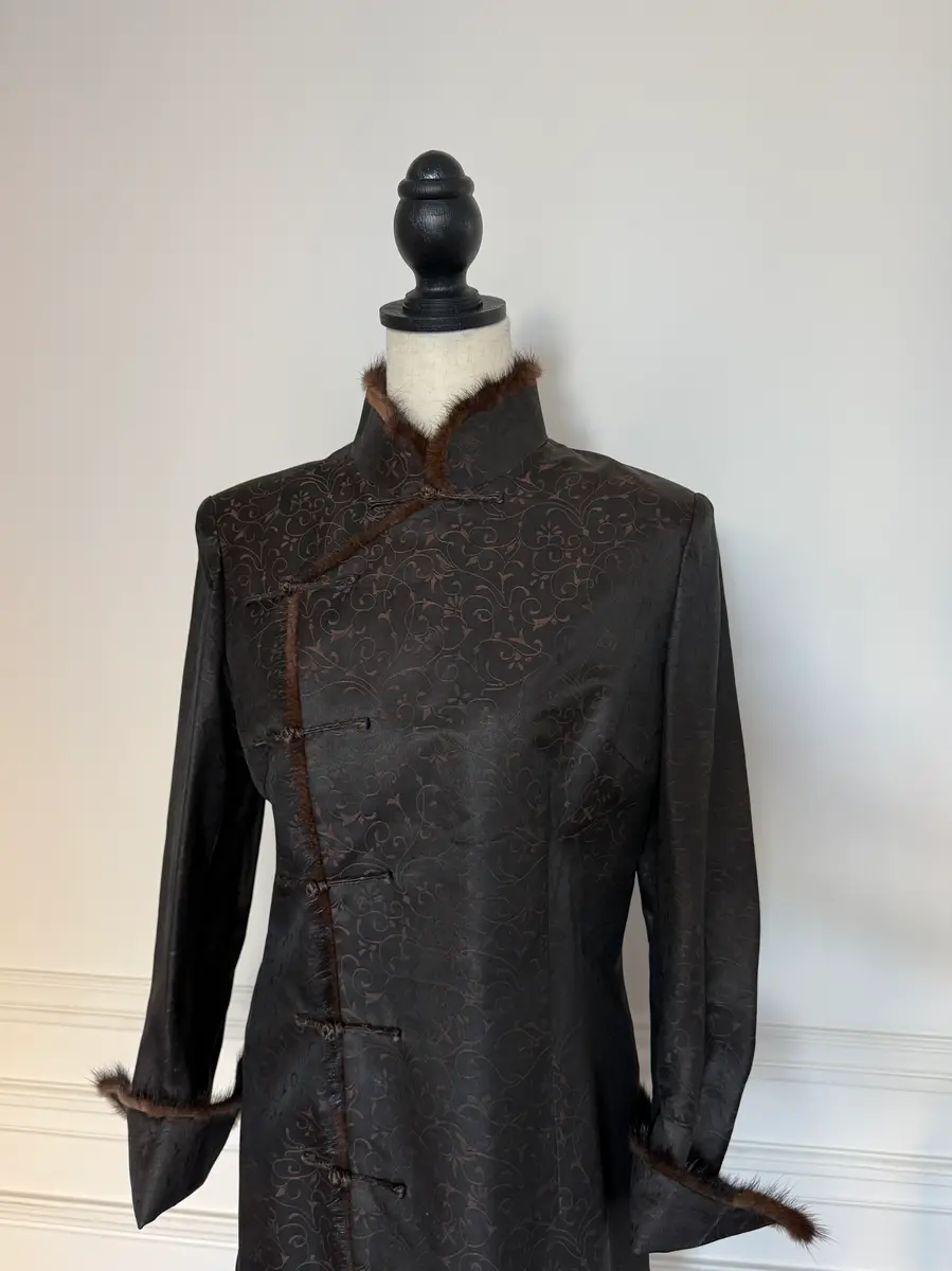 Jen Wonders Studio Brown Mandarin Coat | Thumbnail 4 Jen Wonders Studio Brown Mandarin Coat | Thumbnail 4